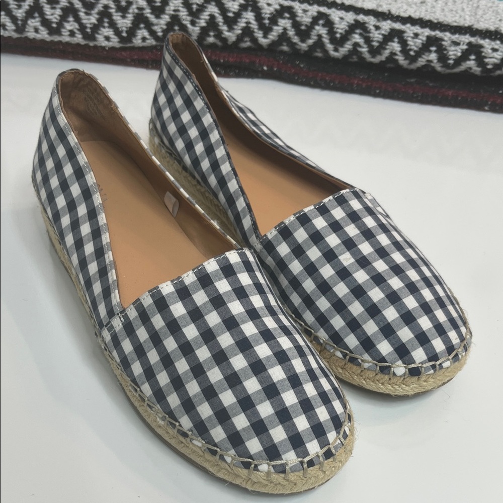 Gingham Espadrilles Navy and White Merona Sonya Size 8